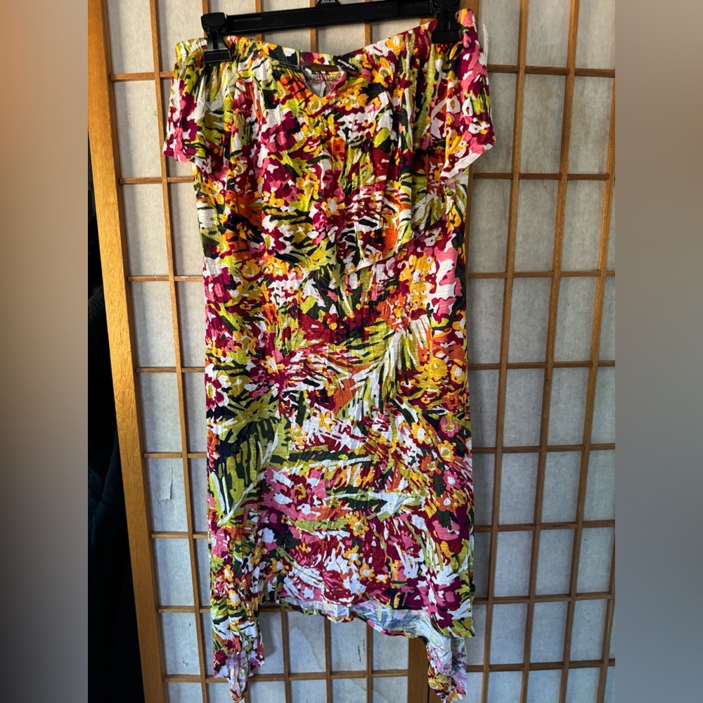 Floral Multicolor Strapless Dress beach cover